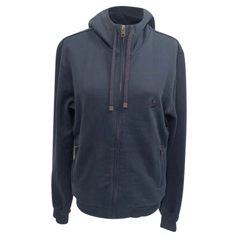Dolce & Gabbana Embroidered Zipped Hoodie in Navy Blue Cotton